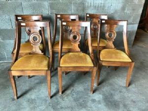 Lot of 06 Elegant "Gondola" Walnut Chairs - Restored (in progress)_car 1572